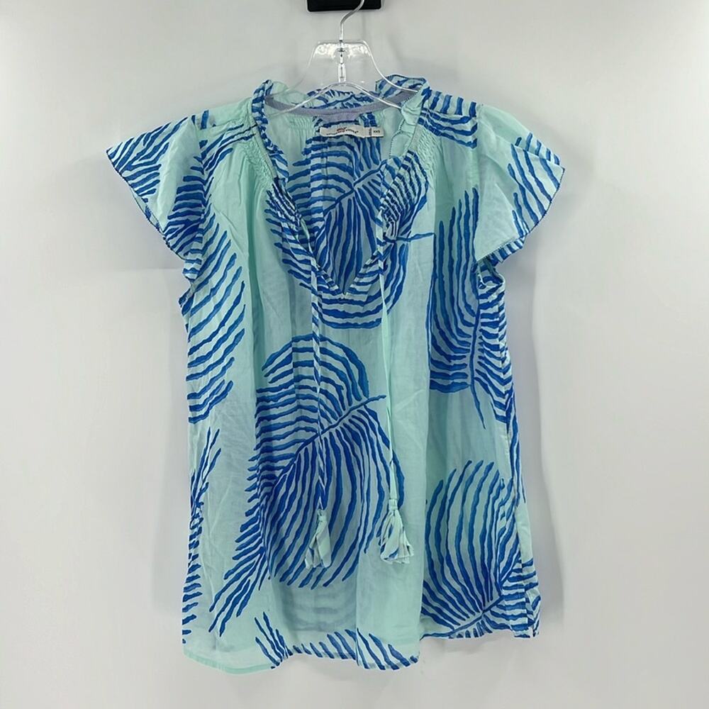 Vineyard Vines Women's Lightweight Flowy Palm Top - Blue - XXS
